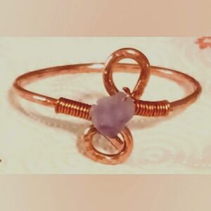 🙂Handmade cooper bangle with semiprecious Amethyst